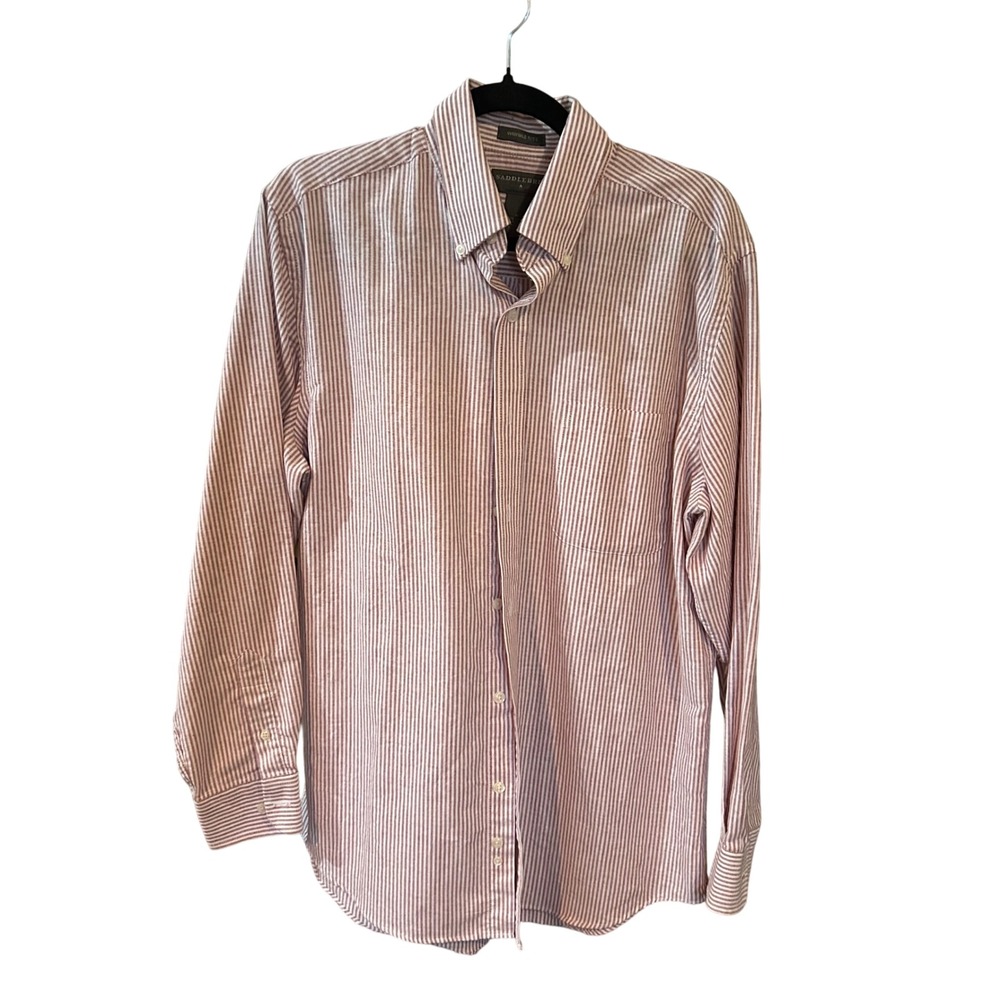 Saddlebred Oxford Shirt Striped Button Down Long Sleeve Casual Top Size M
